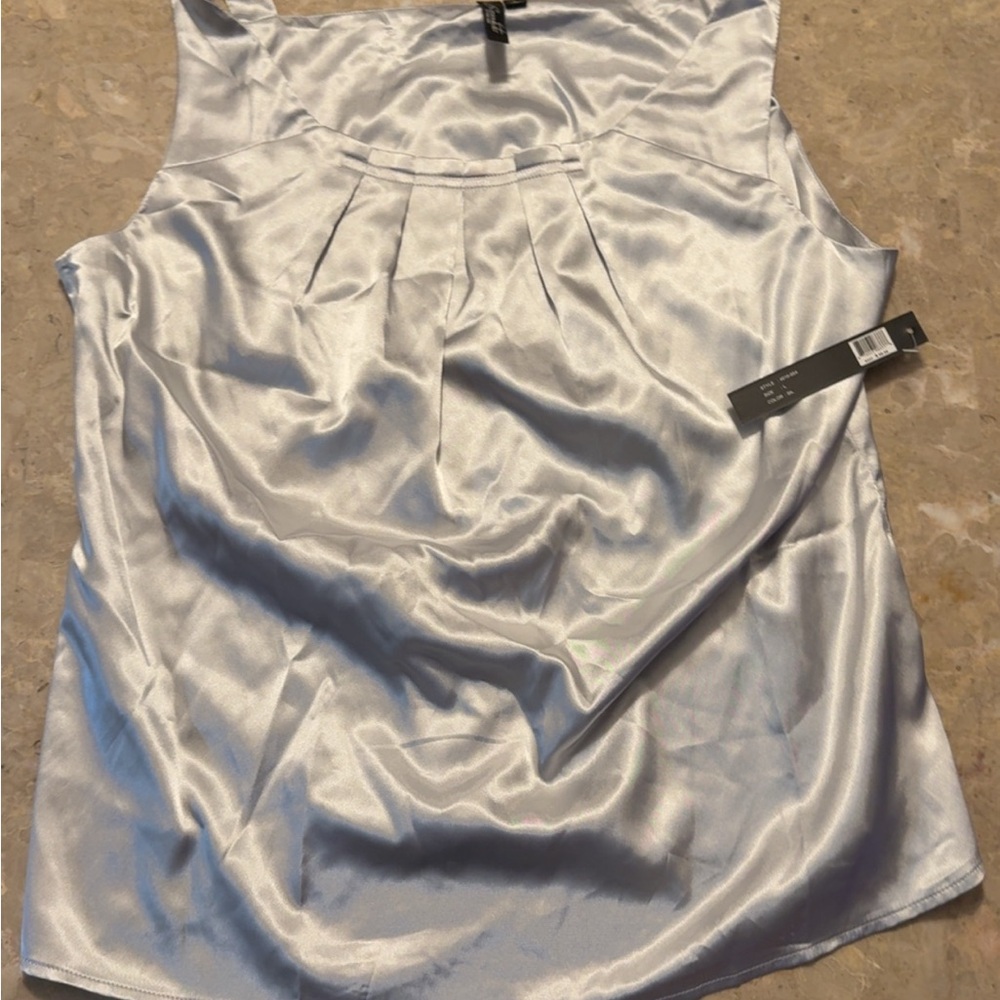 Silver Sleeveless Satin Top